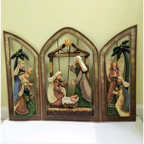 Christmas Nativity 3 Panels Tabletop Screen by Dicksons READ-chip - Picture 1 of 11